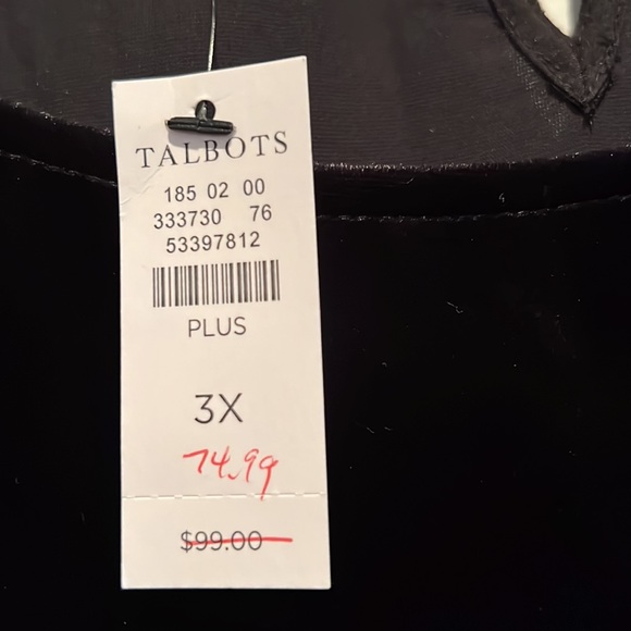 NWT Talbots Gorgeous Black Velvet Blouse Rusched Short Sleeves Button Back - Picture 2 of 11